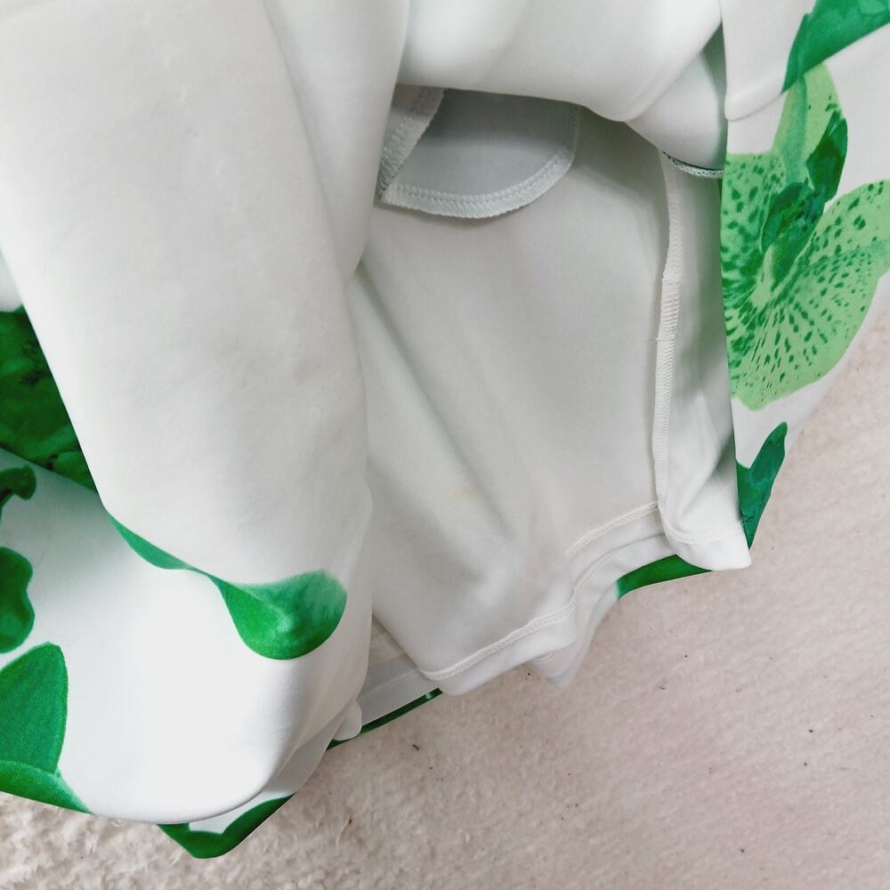 Dress Fit Flare White Green Pleat Bodice Pocket Lined Zipper Calvin Klein Size S - Picture 8 of 8